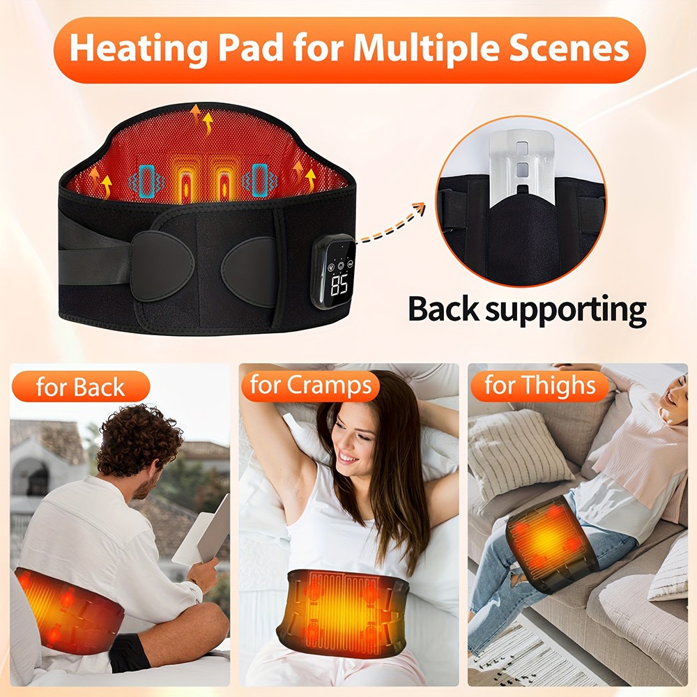 Electric Cordless Heated Massage Vibration Support Belt for Lower Pain Relief