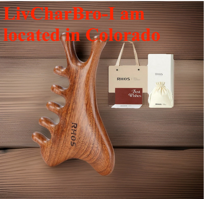 Sandalwood Gua Sha Tool 4 in 1 Scalp Massager Comb Face Jaw Line Body Massage