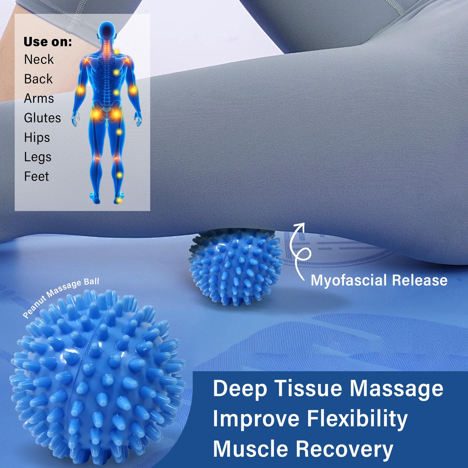 Deep Tissue Massage Lacrosse Ball Set of 4, Myofascial Release Roller for Pla…
