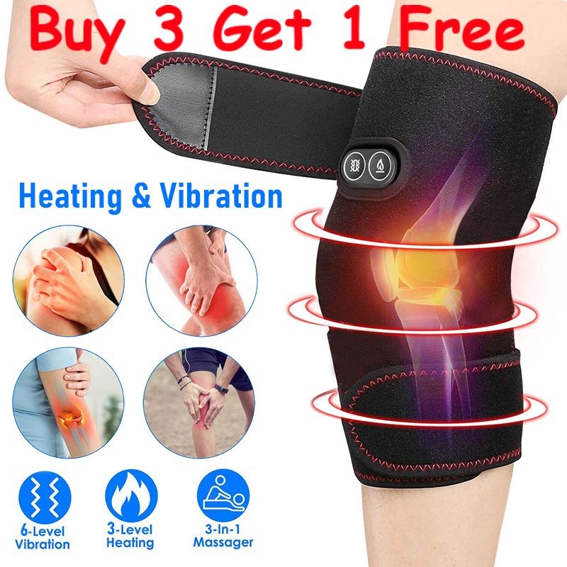 Heating Vibration Knee Joint Pad Brace Leg Therapy Electric Massager Pain Relief