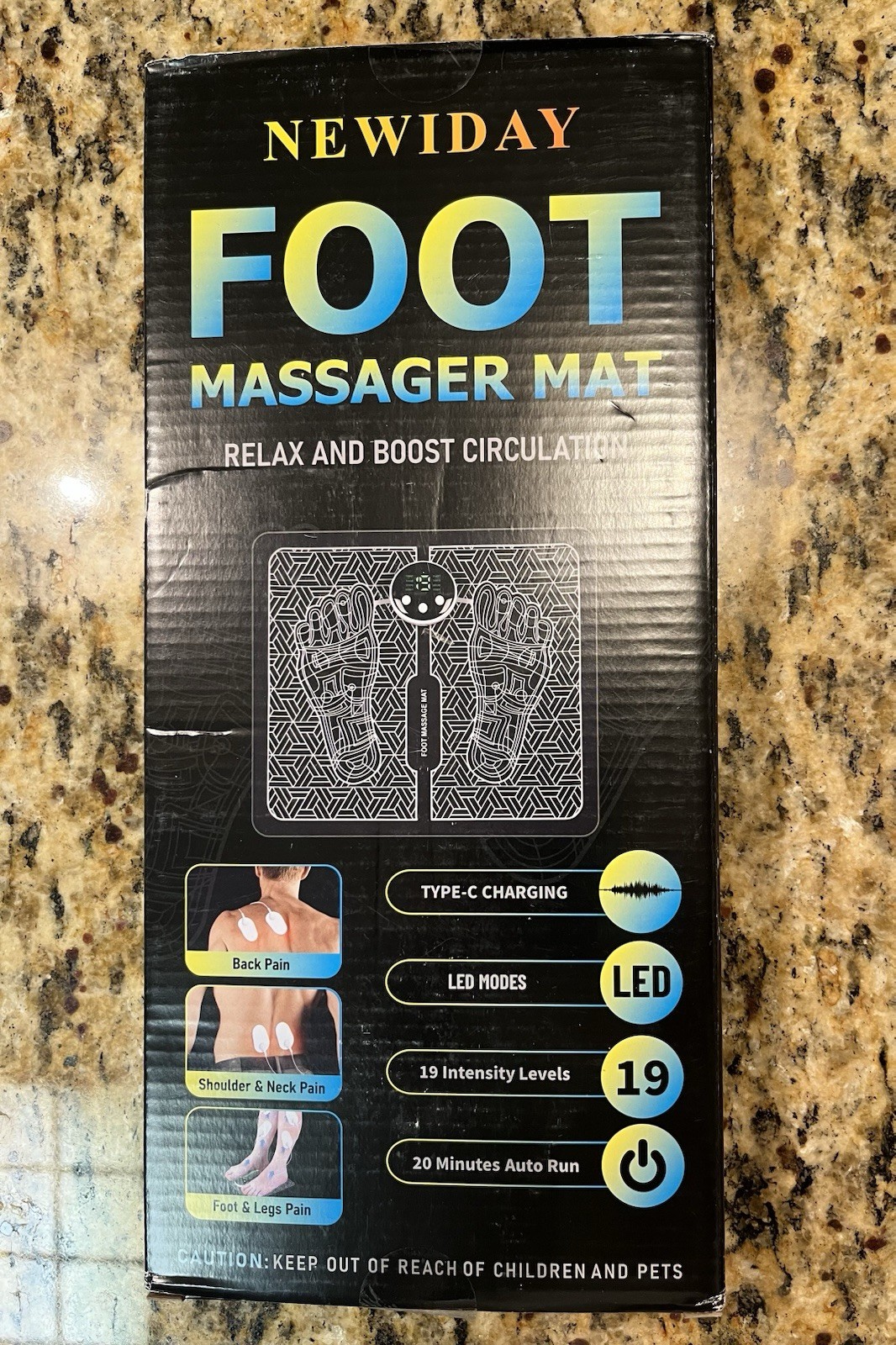NEWIDAY EMS Foot Massage Mat TENS Muscle Relaxation Pad w/ Remote Control Led