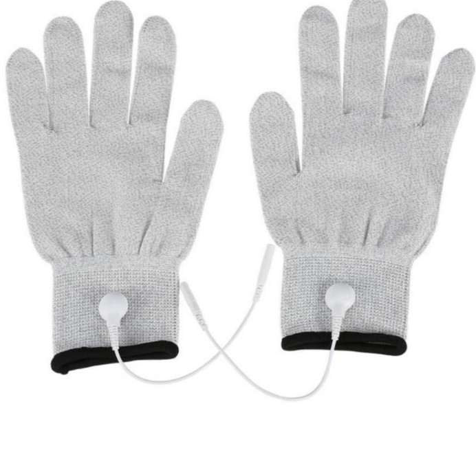 Silver Electric Pulse Physical Therapy Massage Gloves For Women &Men USA Stock