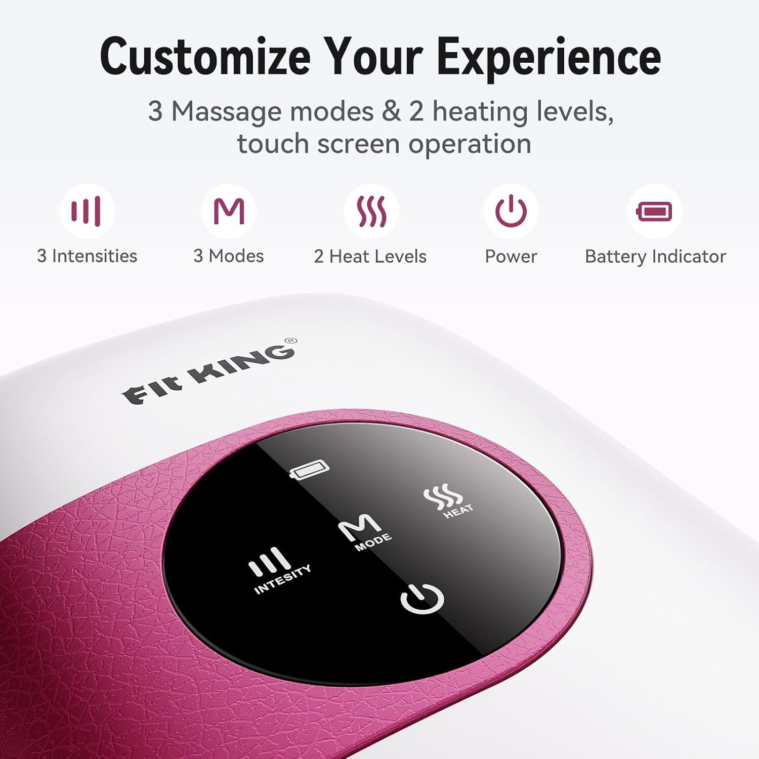 Fit King Hand Massager Heat Circulation Cordless Rose Red Pink White New Sealed