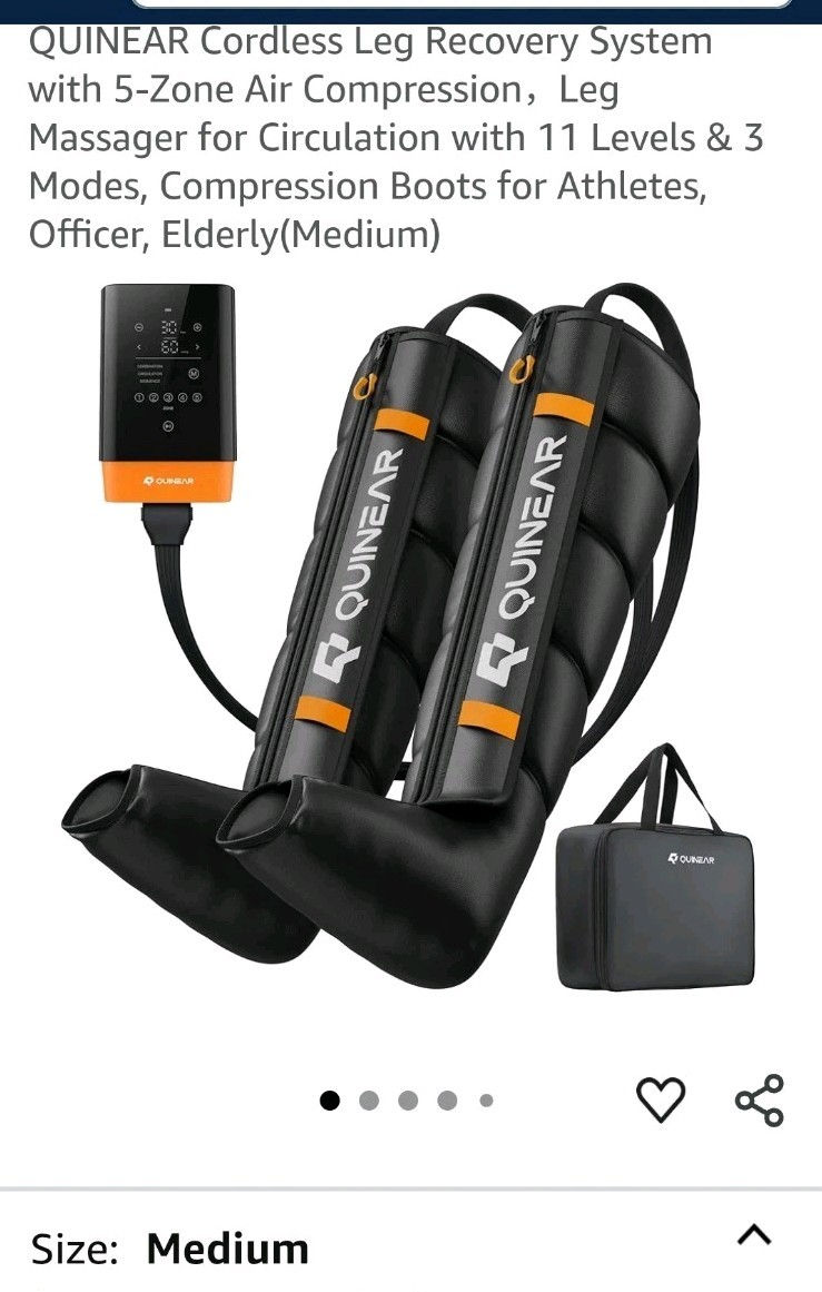 QUINEAR Cordless Leg Recovery System w/ 5-Zone Air Compression，Leg Massager (M)