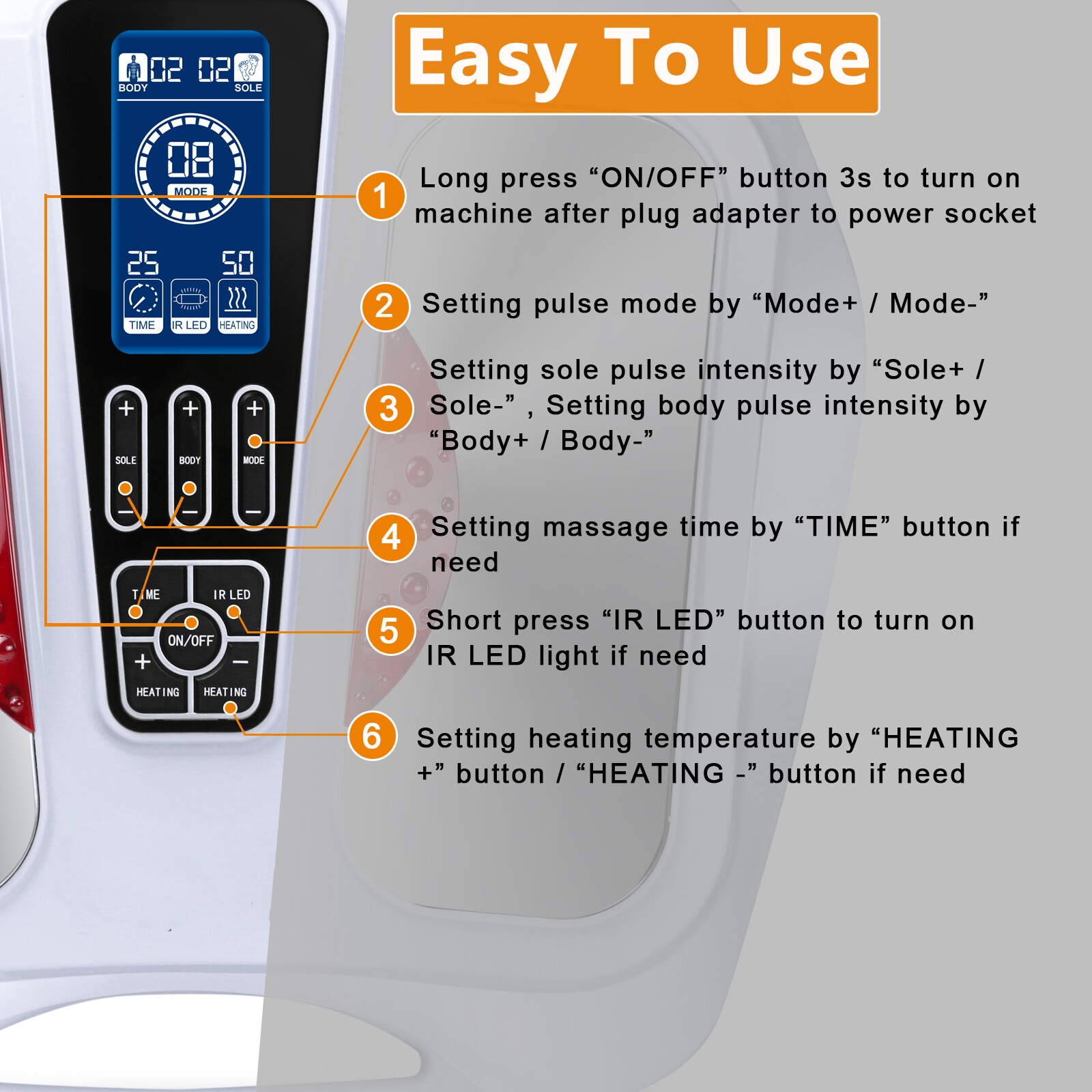 EMS Foot Circulation Stimulator Massager Heated Machine Reduce Feet Swelling
