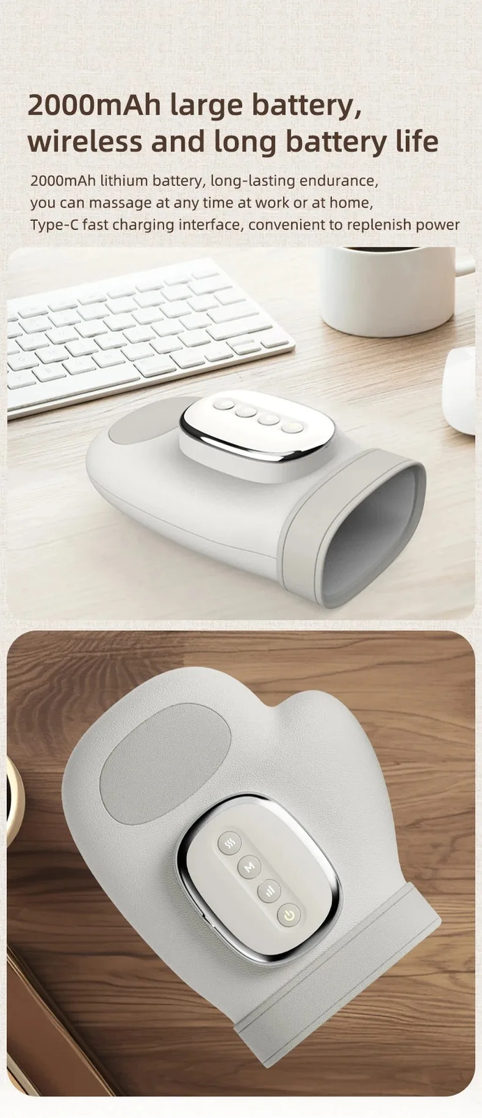 Hand Massager with Heat Airbag Finger Massage Device Electric Vibration Gloves