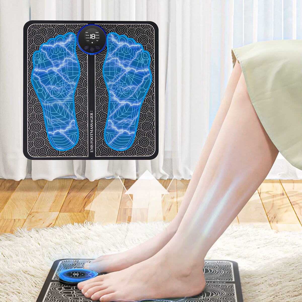 Electric Foot Massager Pad Blood Circulation Muscle Stimulator Mat W/ Remote NEW