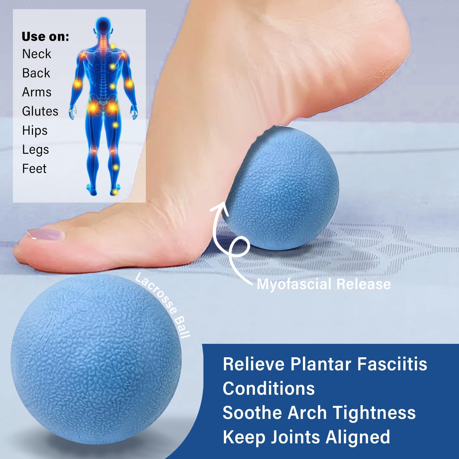 Deep Tissue Massage Lacrosse Ball Set of 4, Myofascial Release Roller for Pla…