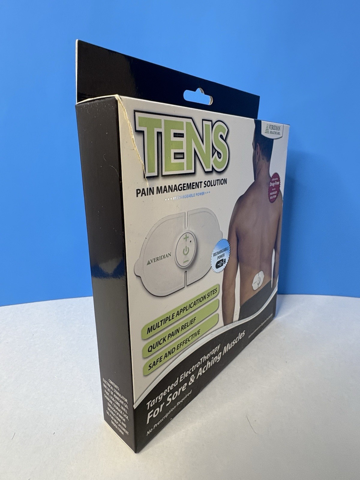 Veridian TENS Pain Management Solution Rechargeable 50 Use Gel Pads NEW FS