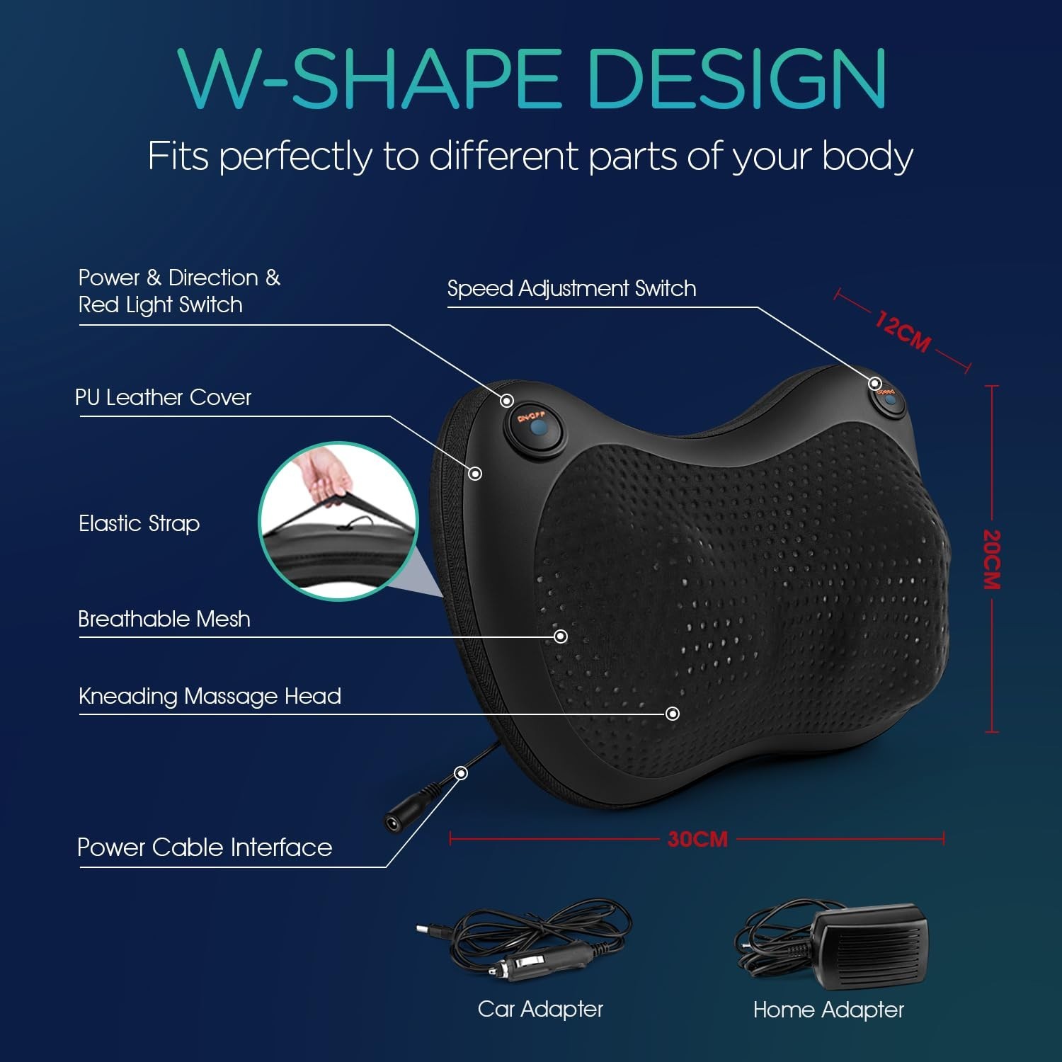 3D Deep Tissue Shiatsu Neck & Back Massager with Heat – Home, Car, Office Use