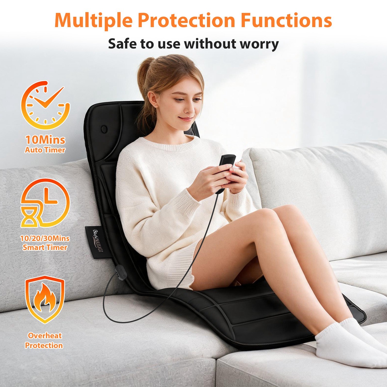 Full Body Massage Mat Pad for Bed Massage Chair Pad w 10 Vibration Motor&5 Modes
