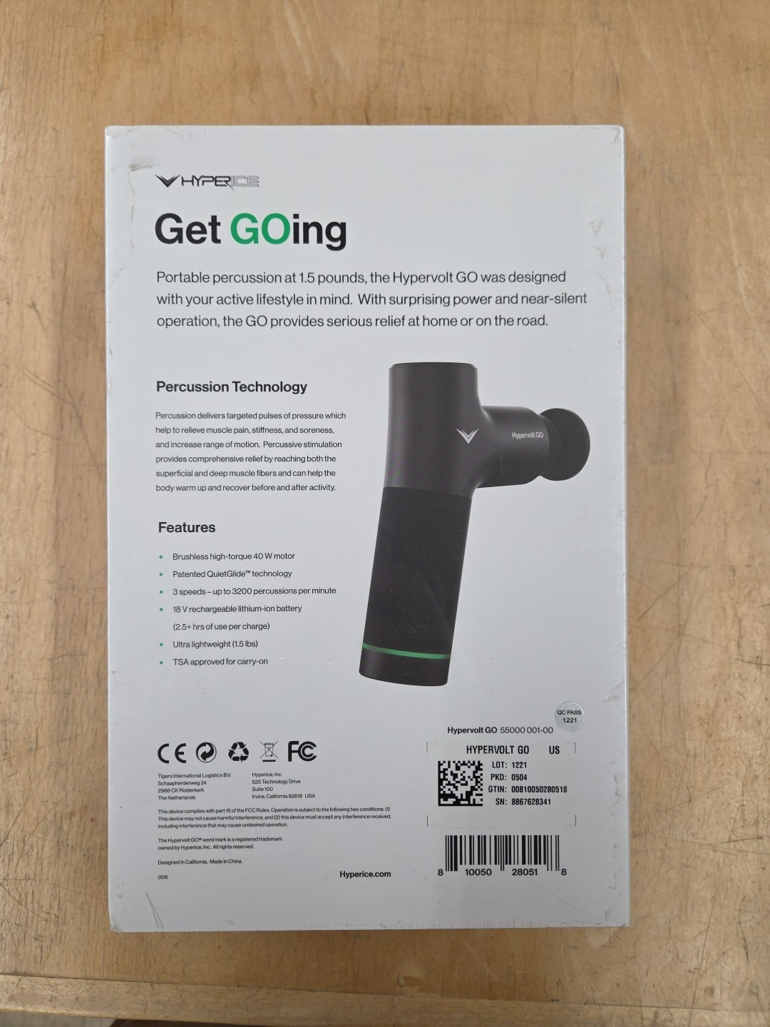 Hyperice Hypervolt GO Black Handheld Percussion Massage Gun New
