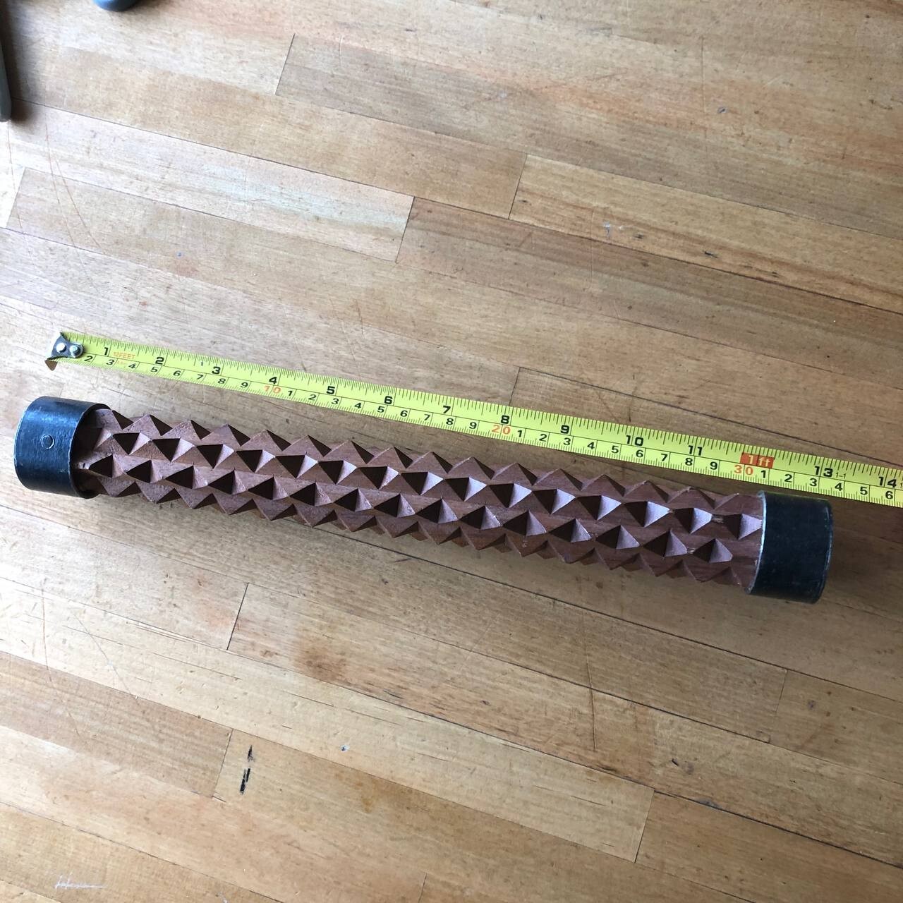 Acupressure Foot Massage Roller 13 in Brown Black Wooden Metal