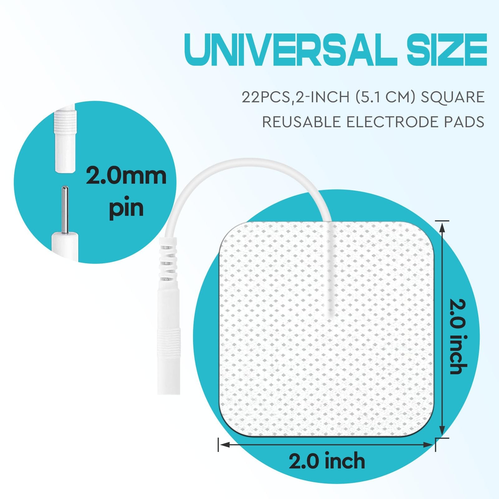22 Pack 2×2 Inch TENS Unit Electrode Pads Self Adhesive Replacement Pads