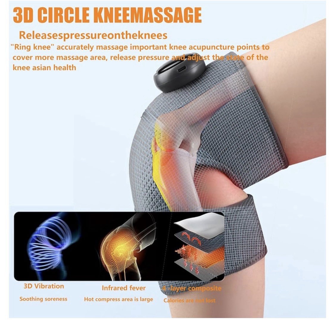 Heated Knee Massager Wrap W/ Vibration & Heat Therapy Adjustable Strap USB Port