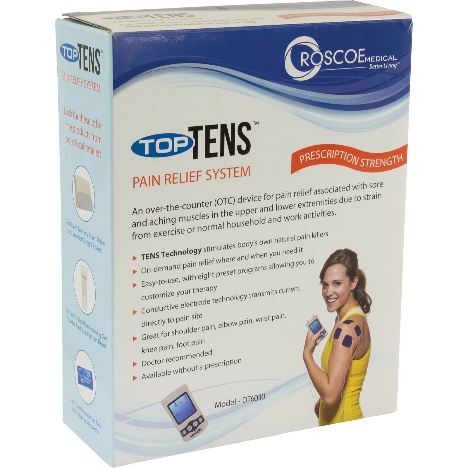 TopTENS Pain Relief System Over The Counter OTC Electrotherapy Massager DT6030