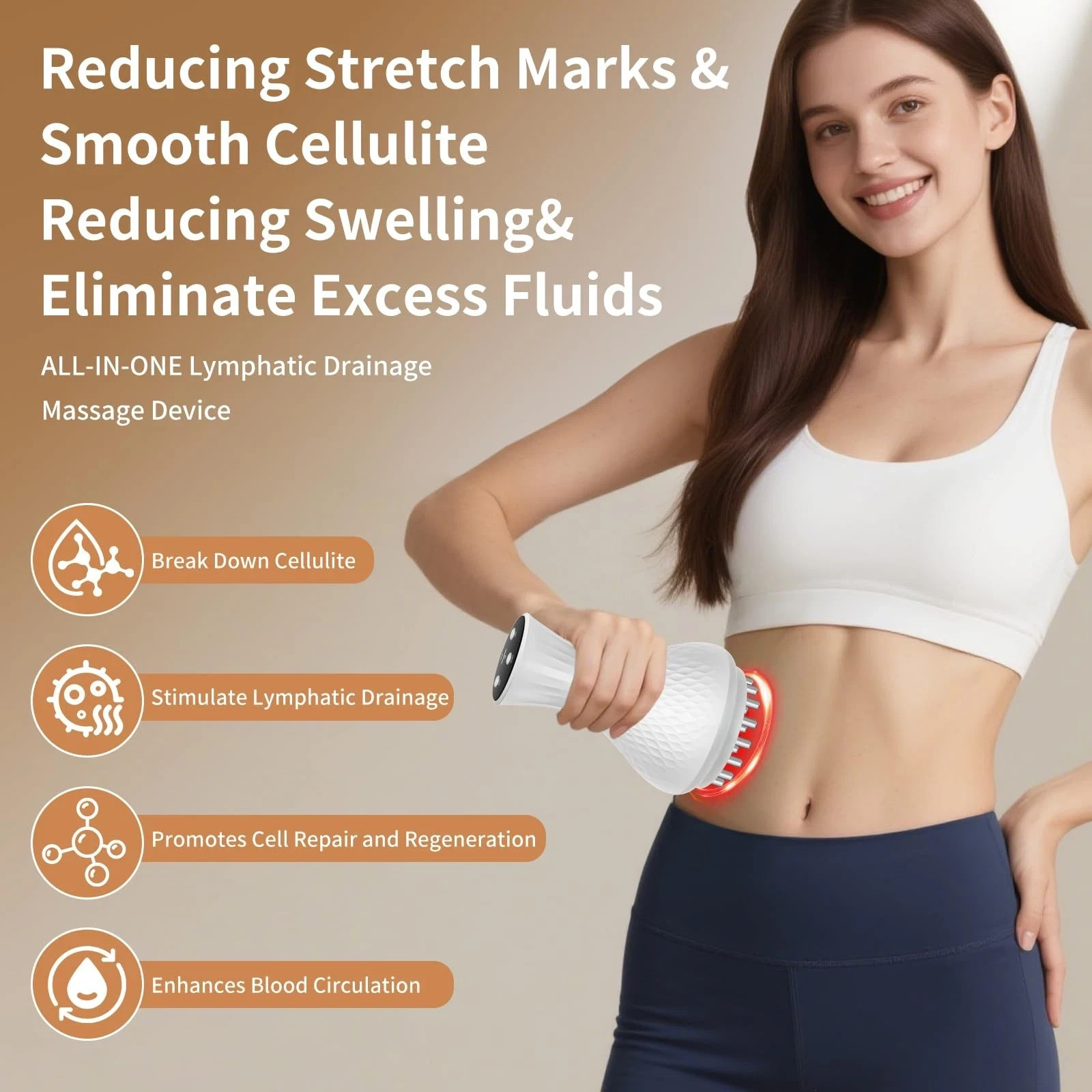 lemonforts Lymphatic Drainage Massager – Portable Cellulite Massage 19 levels