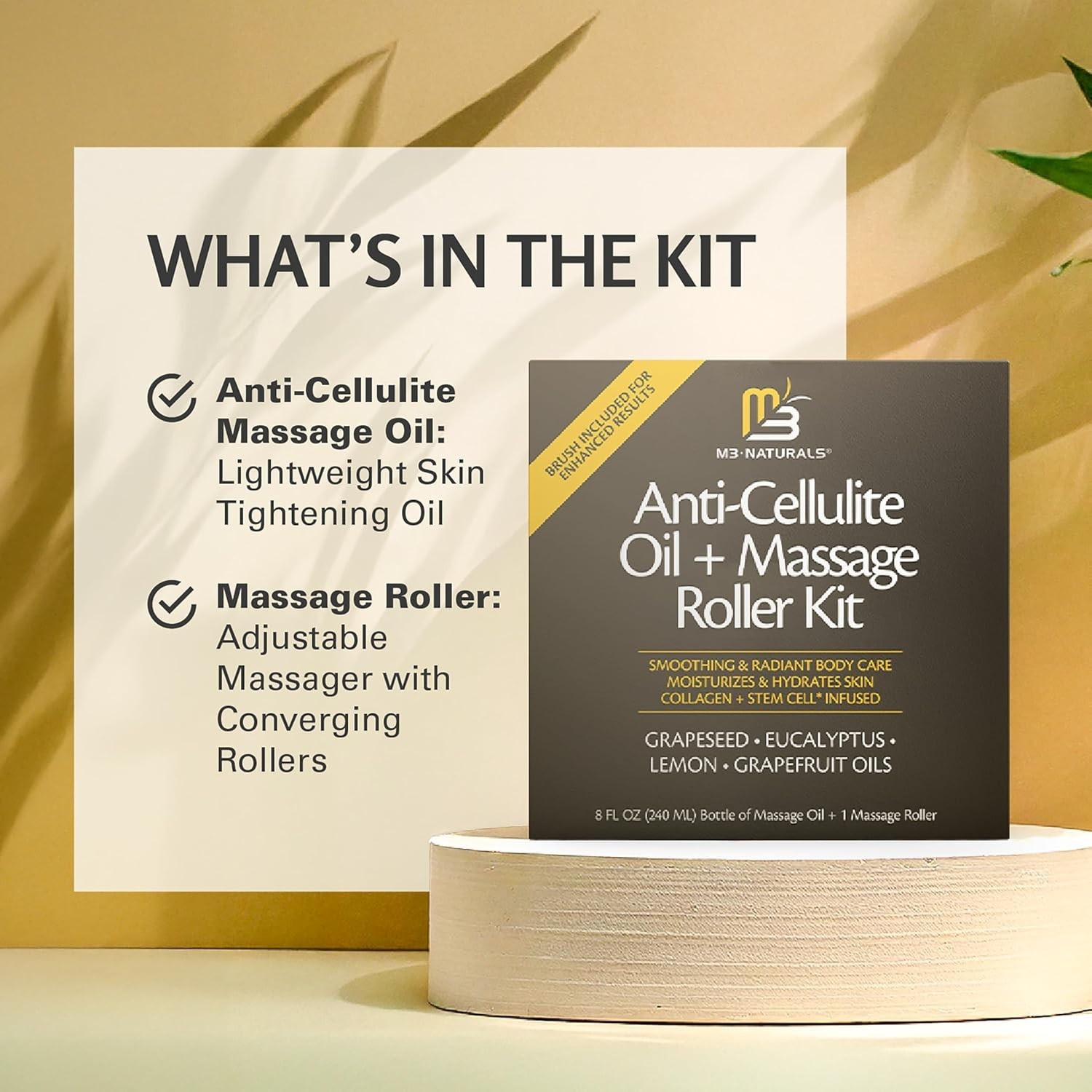 Anti Cellulite Oil and Lymphatic Drainage Massager Kit | Fascia Blaster for C…