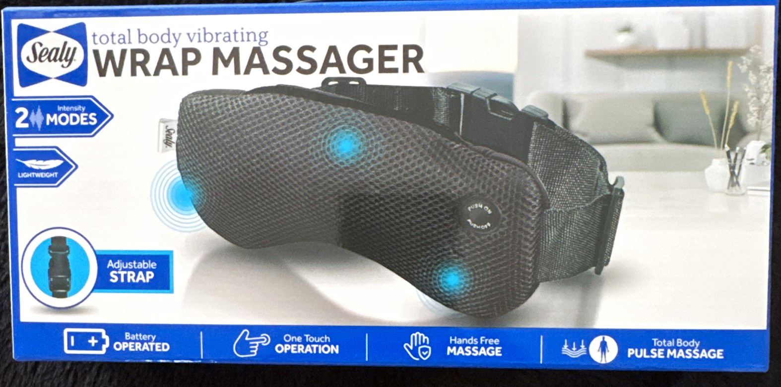 Sealy Total Body Vibrating Wrap Massager – 2 Modes and Adjustable Strap