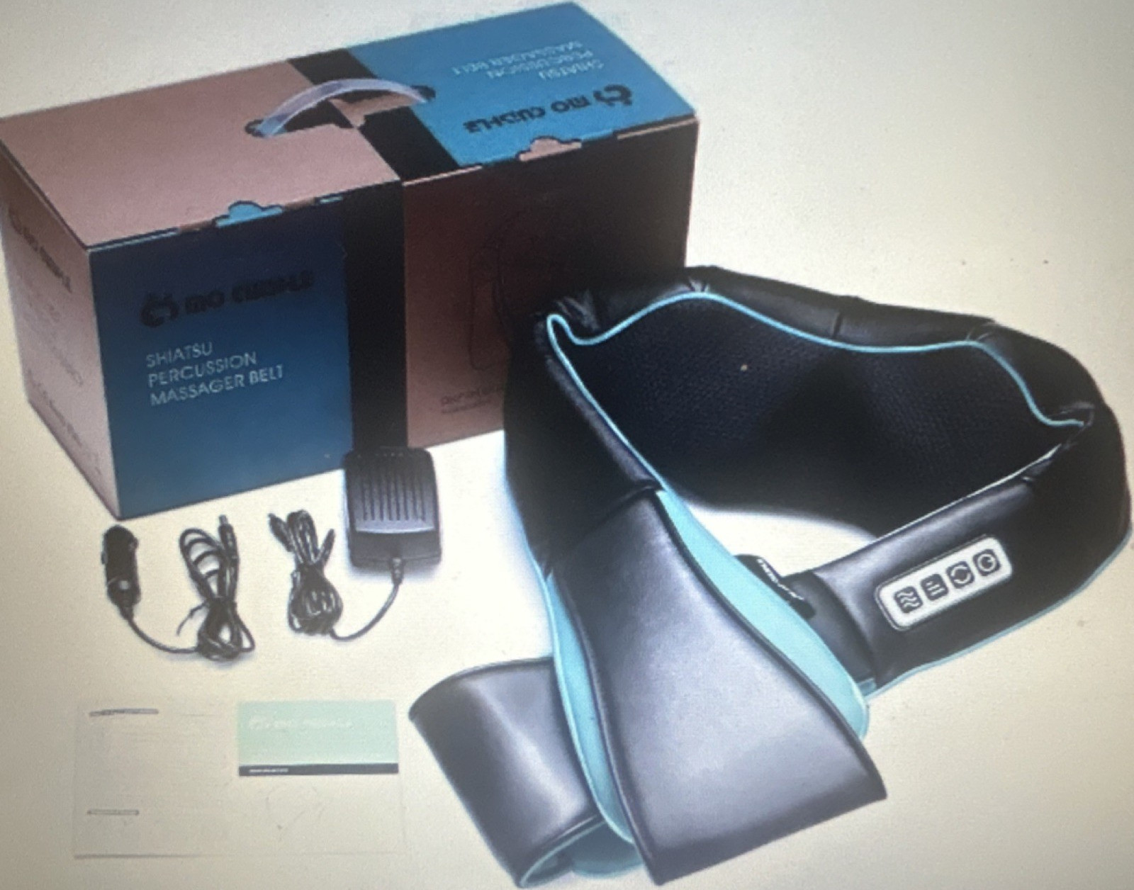 MO CUSHLE Shiatsu Percussion Massager Belt Heated Electric 8-Head Neck Back