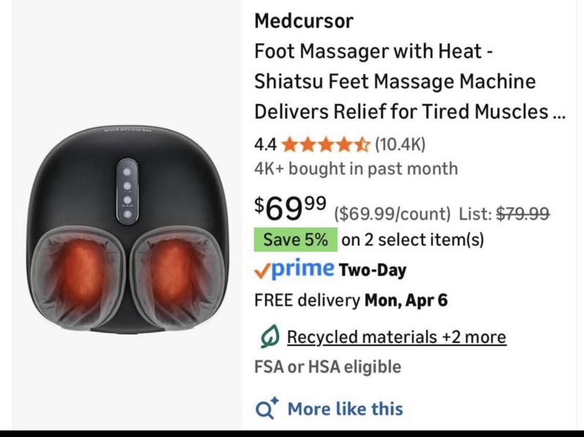Medcursor Shiatsu Foot Massager Machine w/ Heat & Timer MDFM400 Black/Gray
