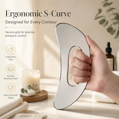 Stainless Steel Gua Sha Muscle Scraping Tool, Ergonomic Body Massage Scraper wit