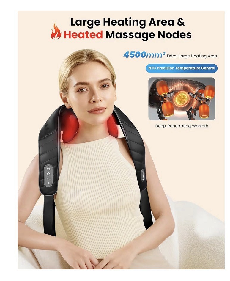 COMFIER Cordless Neck Massager with Heat, 4D Kneading Neck and Shoulder Massager