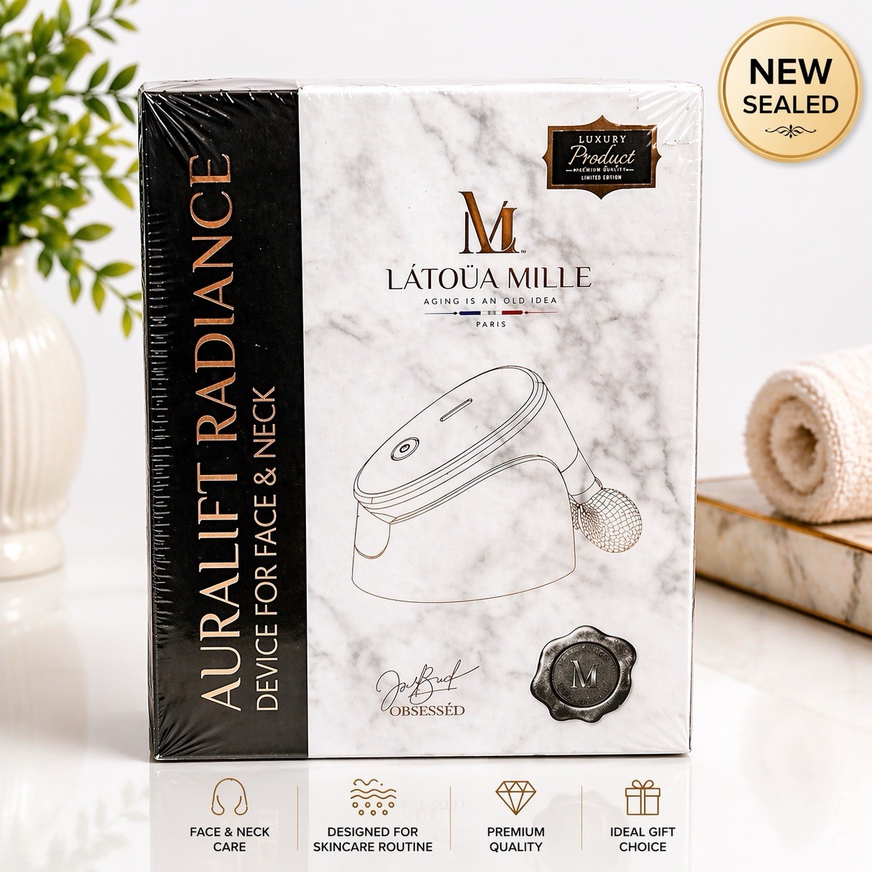 AuraLift Radiance Facial Device Face & Neck Massager Skin Care Tool New Sealed