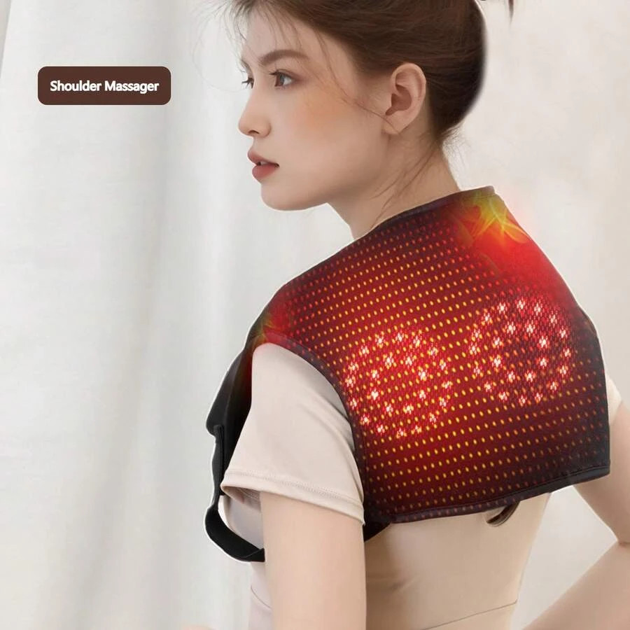 Shoulder Massager USB Powered Heating Pad 3-Level Temperature Vibration