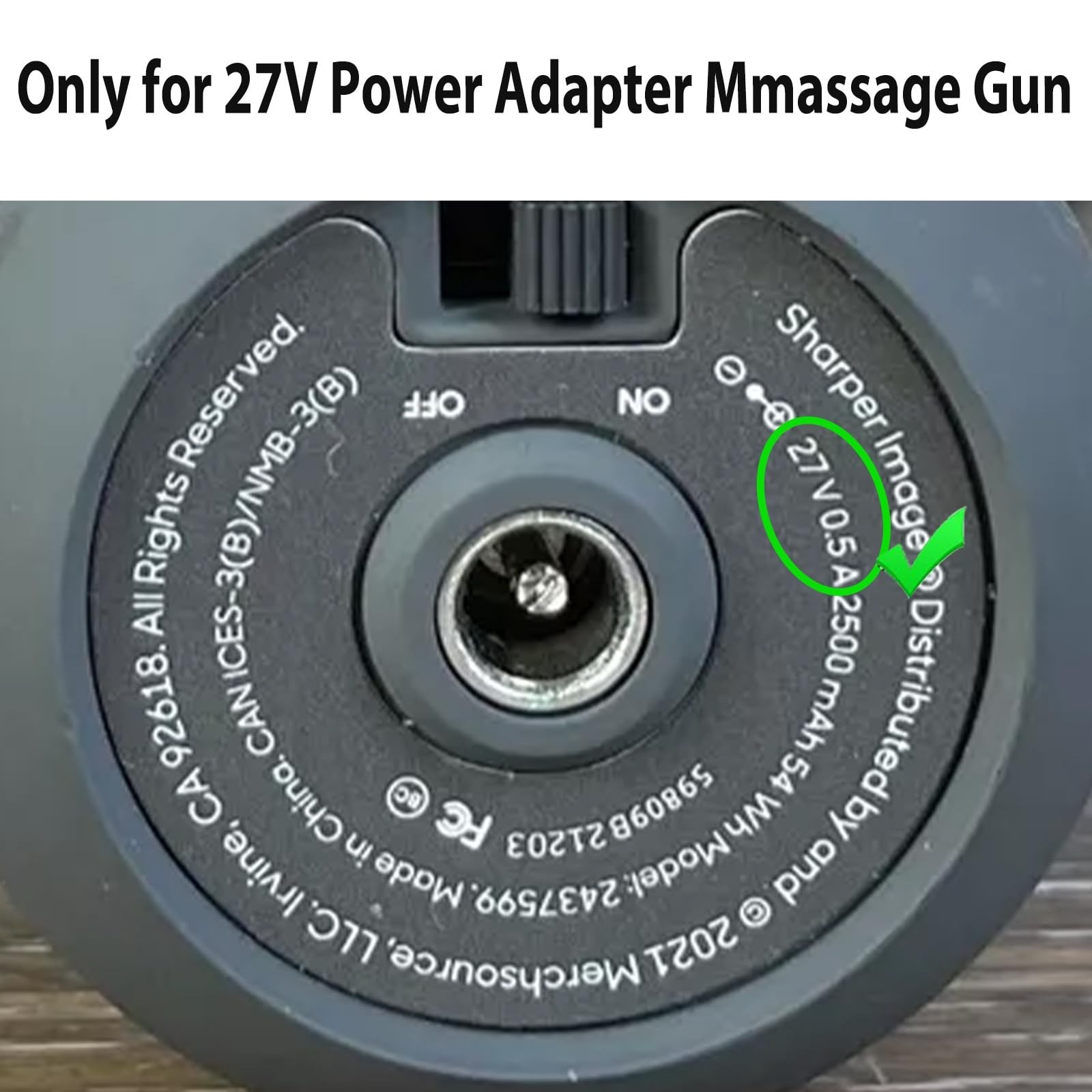 27V Power Adapter Charger for Massage Gun – Deep Tissue Cordless Compatible with