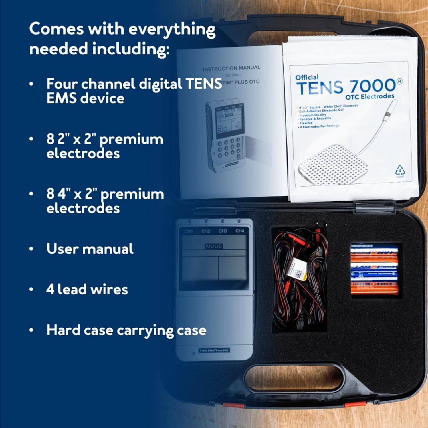 Roscoe Medical TENS EMS Muscle Stimulator 4 Channel for Pain Relief & Recovery