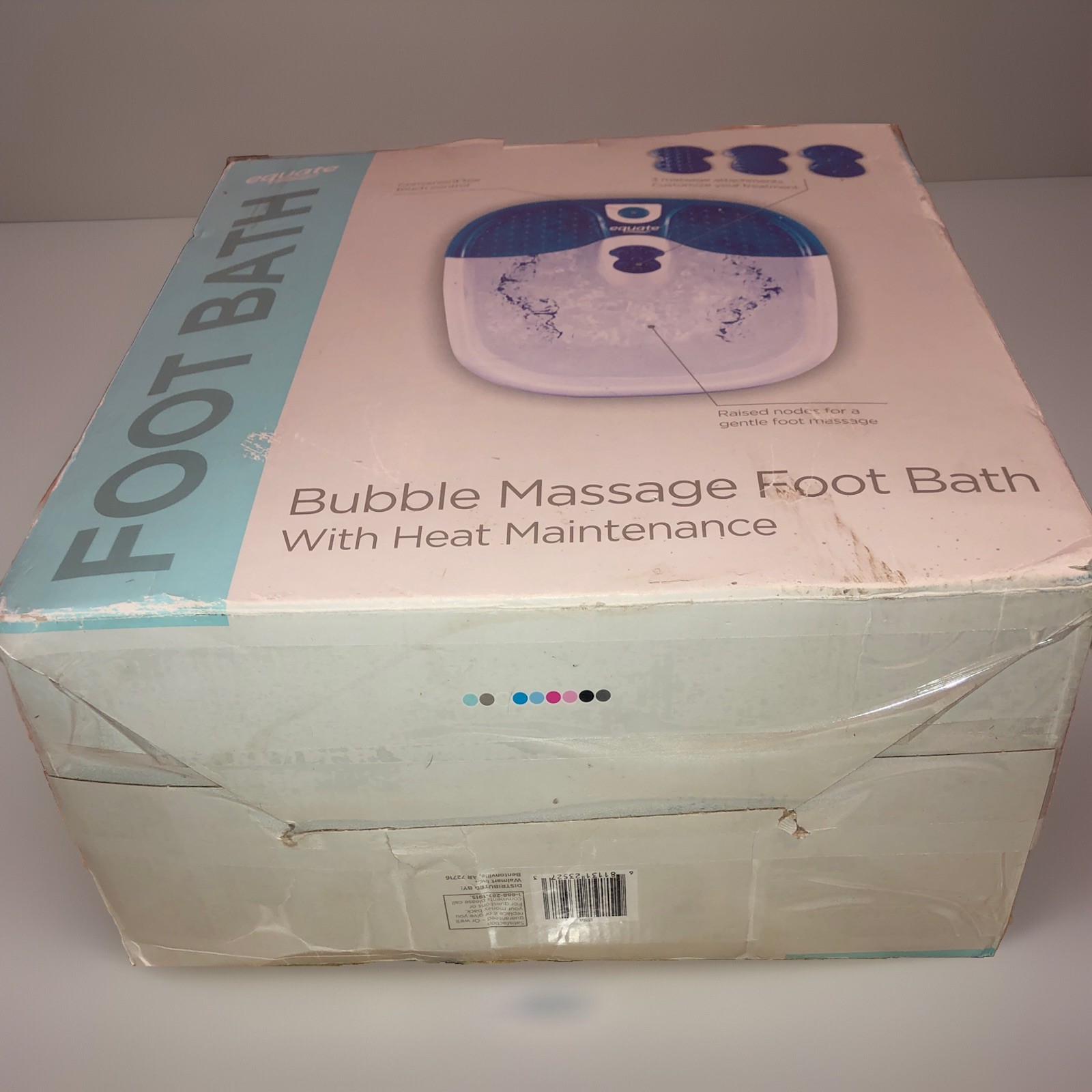 Equate Bubble Massage Foot Bath Toe Touch Control w/ Massage Attachments
