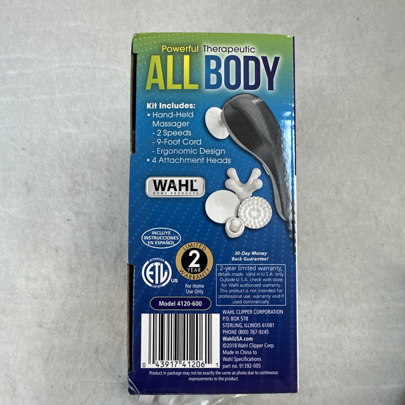 Wahl Powerful Therapeutic All Body 2-Speed Hand-Held Massager with 3 Attachments