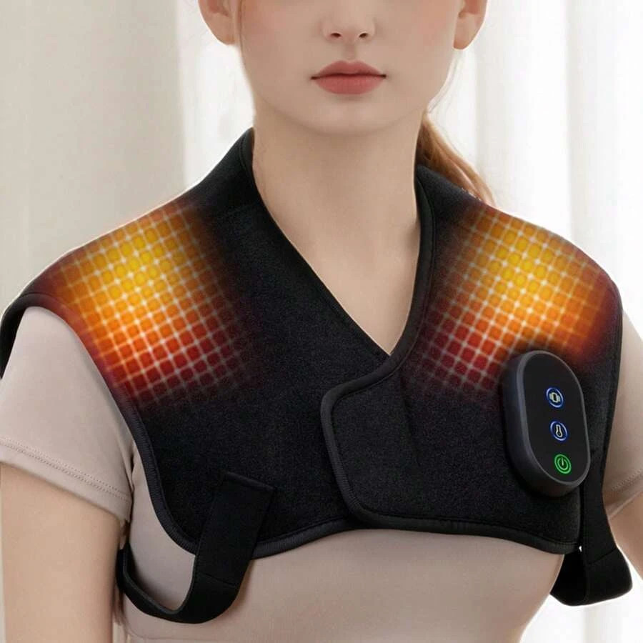 Shoulder Massager USB Powered Heating Pad 3-Level Temperature Vibration