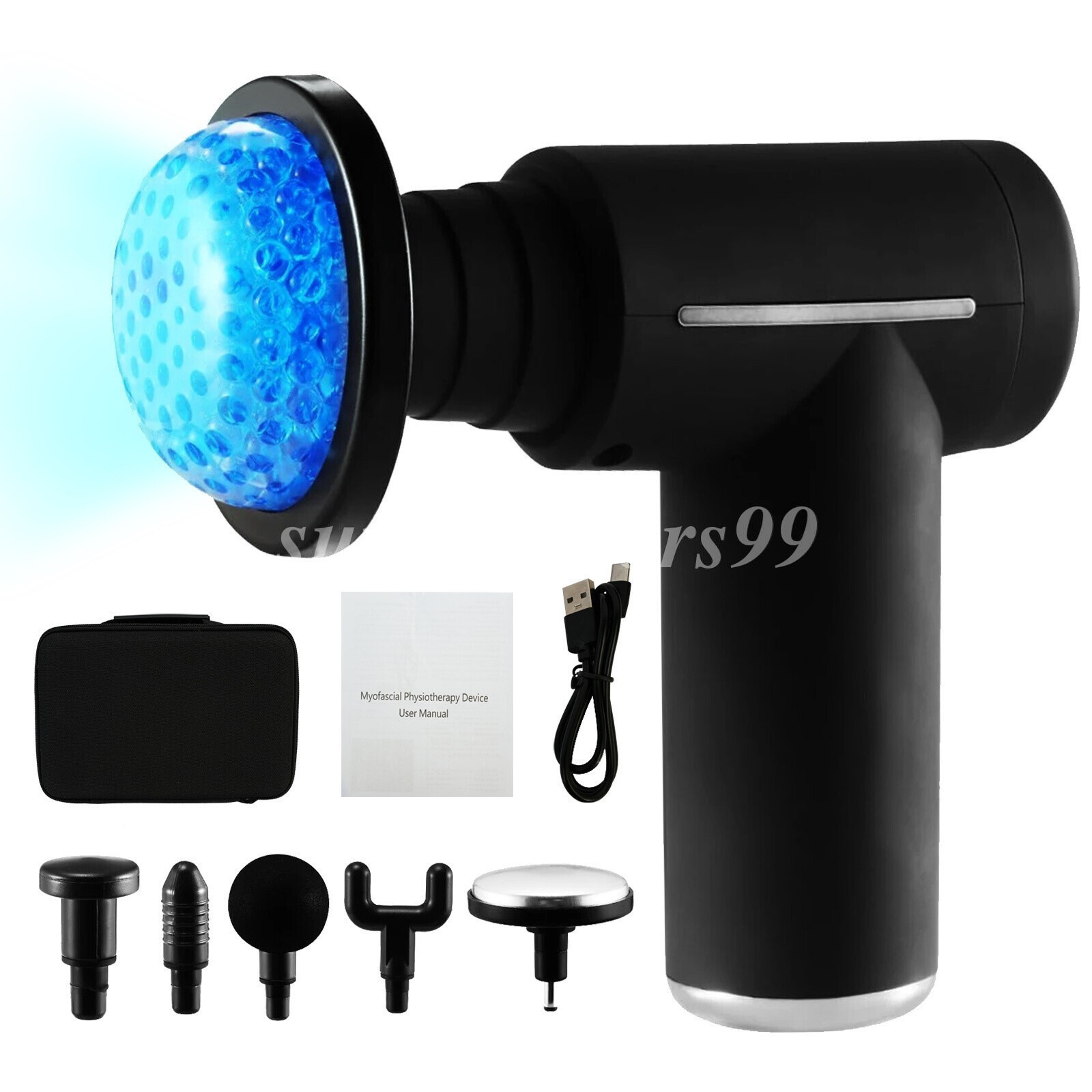 Cold Massage Gun Deep Percussion Tissue Muscle Relax 6 Heads Travel Case LCD