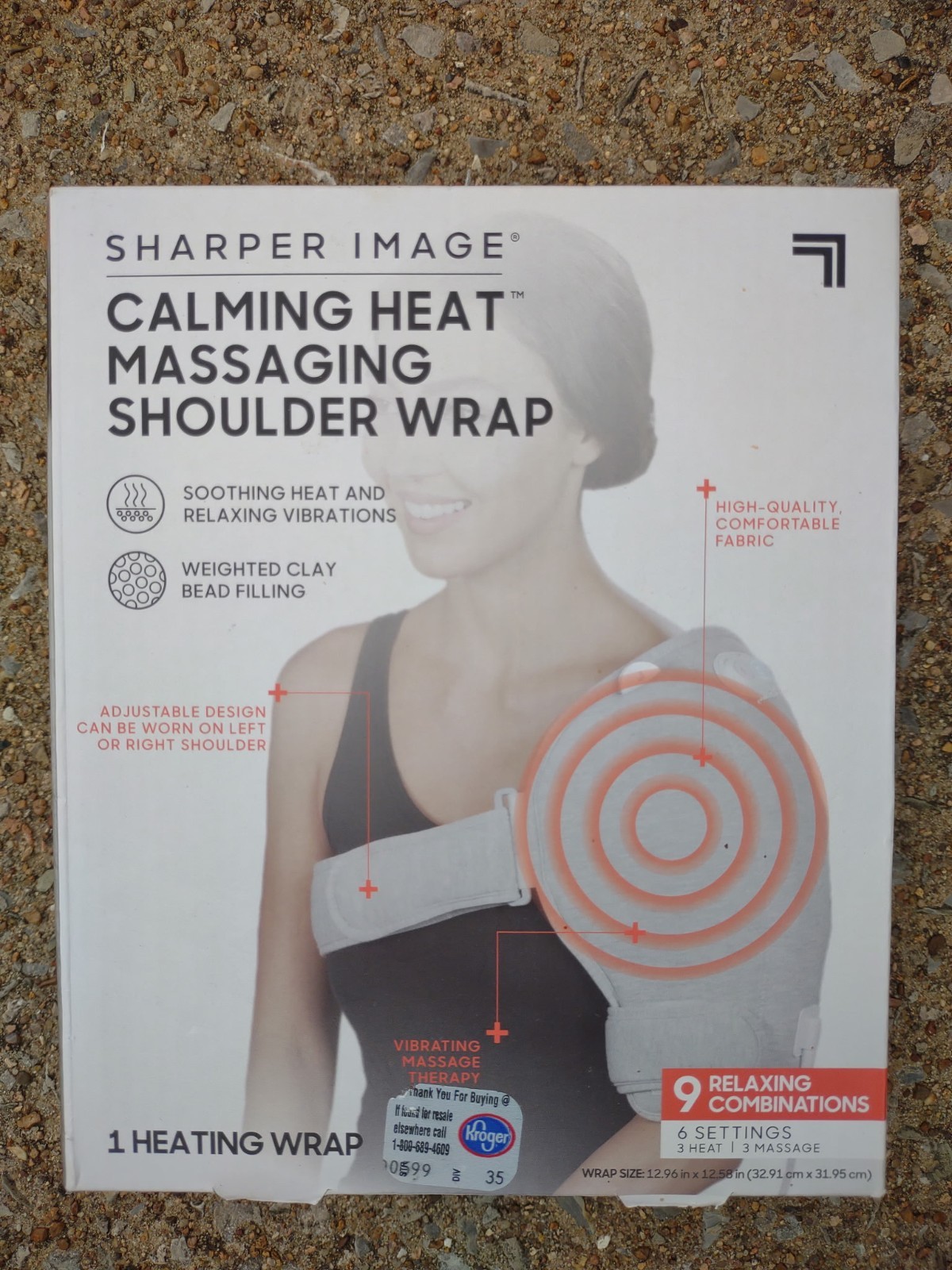 NEW Sharper Image Calming Heat Heated Vibrating Shoulder Wrap NIB