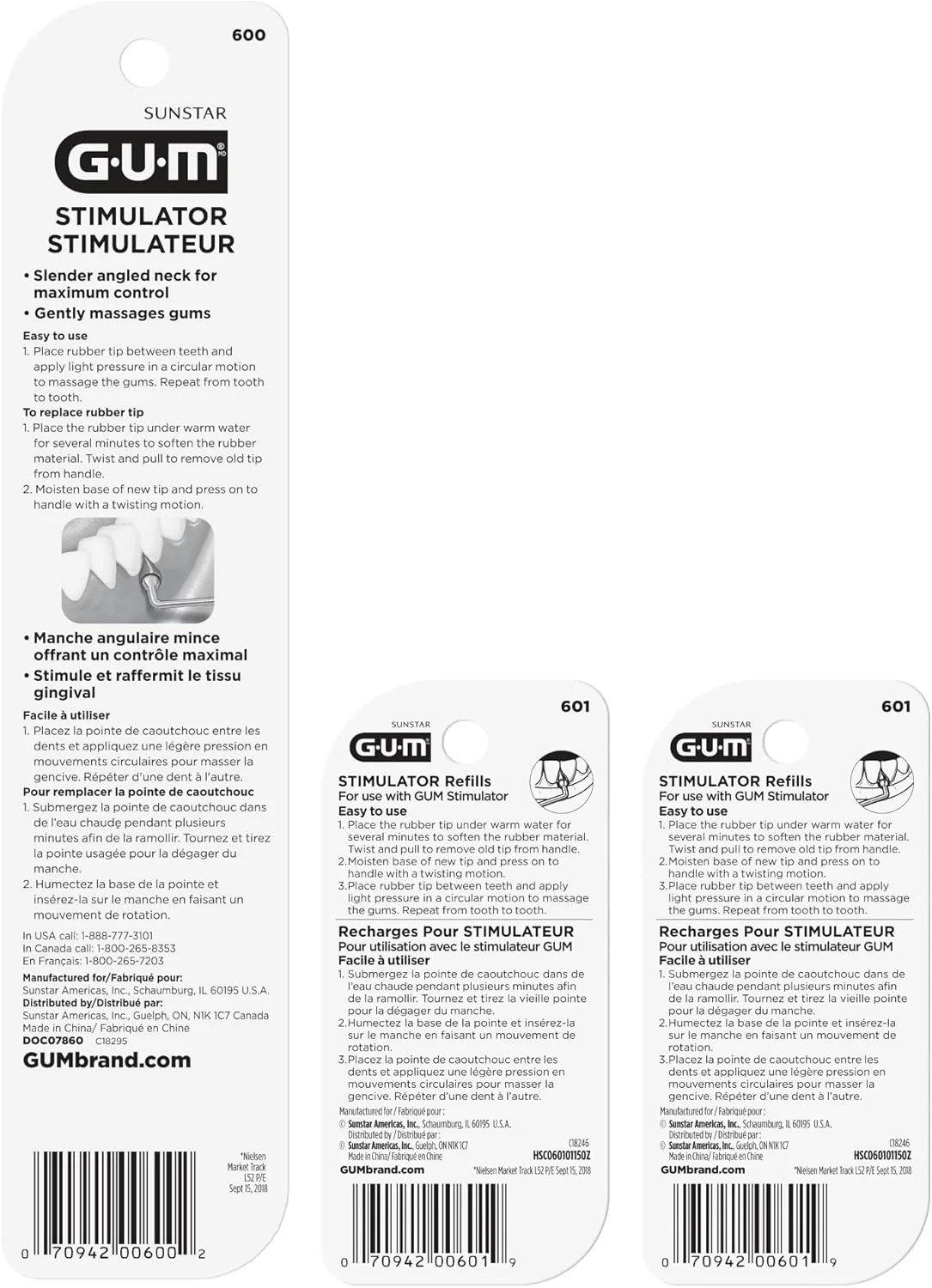 GUM Stimulator Permanent Handle – Long Handled Massager 1 Count (Pack of 3)