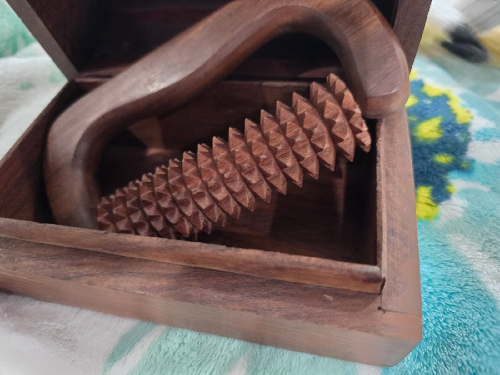 VINTAGE Wooden Acupuncture Roller In Handmade Carved WOODEN box