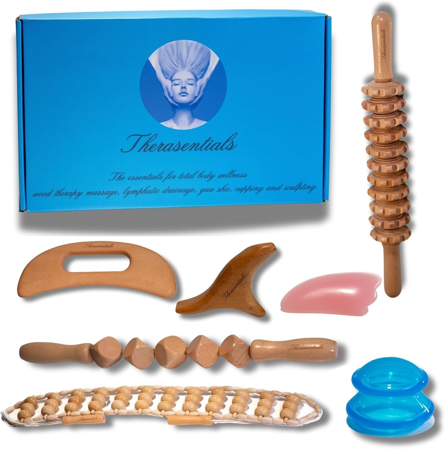 Wood Therapy Massage Tools 12-in-1 Multi-use, Lymphatic Drainage Massager, Mader