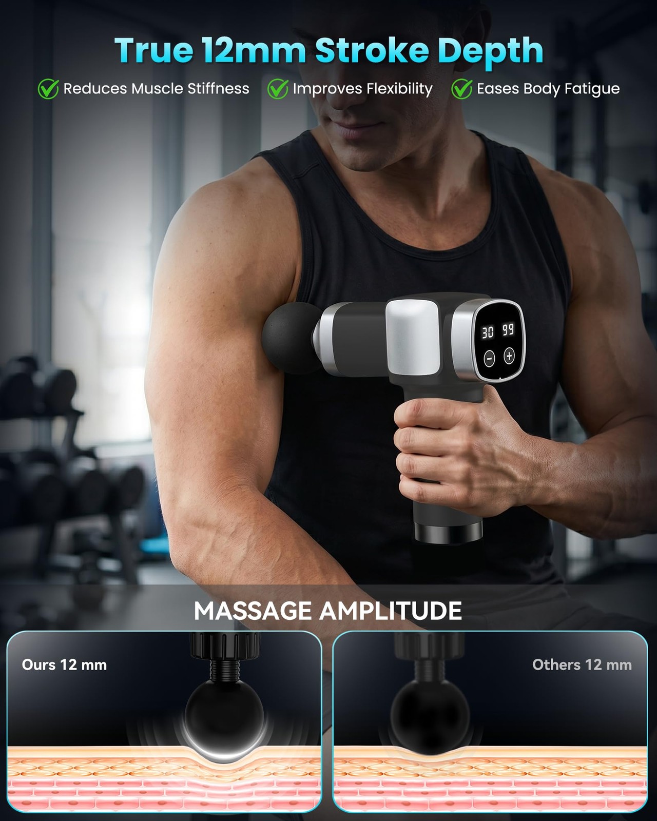 CAMEFER Massage Gun Deep Tissue, Handheld Percussion Muscle Massager for Back…