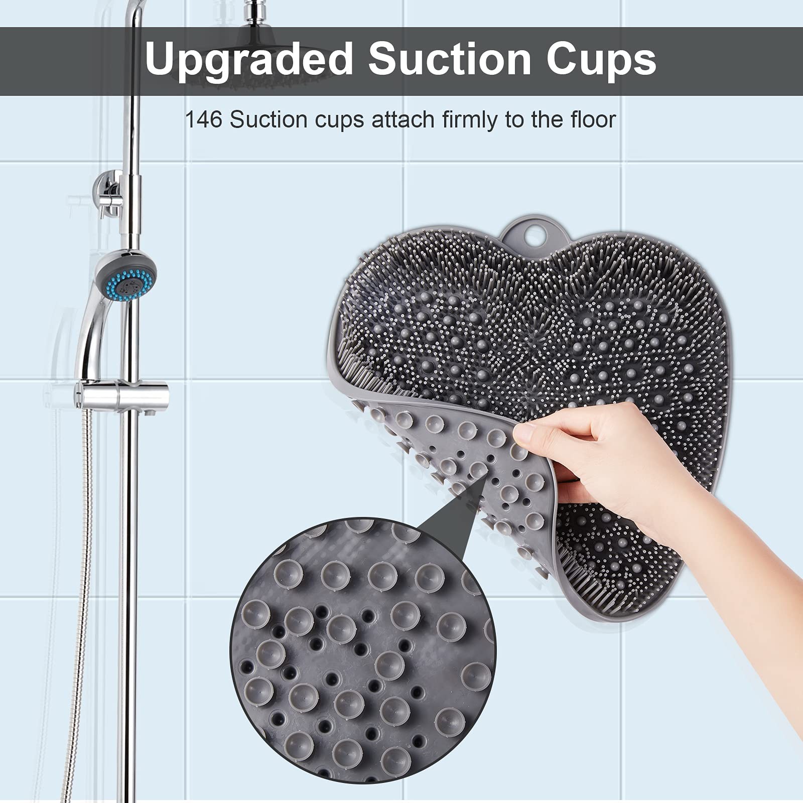 HONYIN XL Large Shower Foot Scrubber Mat with NonSlip Suction Cups