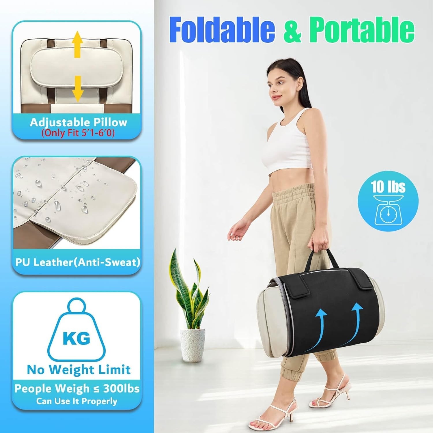 3D Body Stretching Massage Mat with Heat & Tension Relief for Adults 5’1-6’2