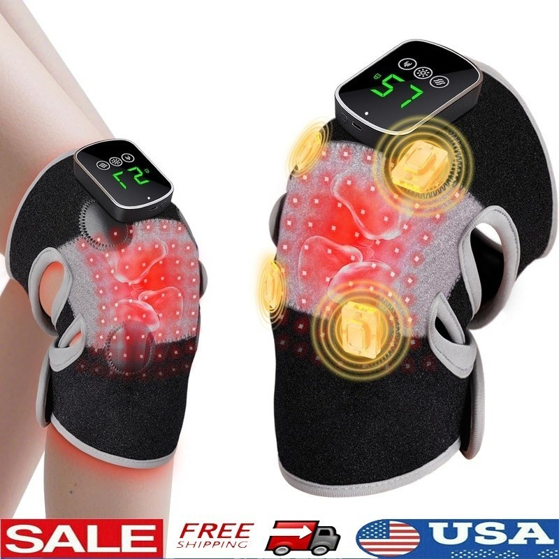 3-in-1 Knee Massager W/ Vibration Heat Red Light Therapy Portable Pain Relief US