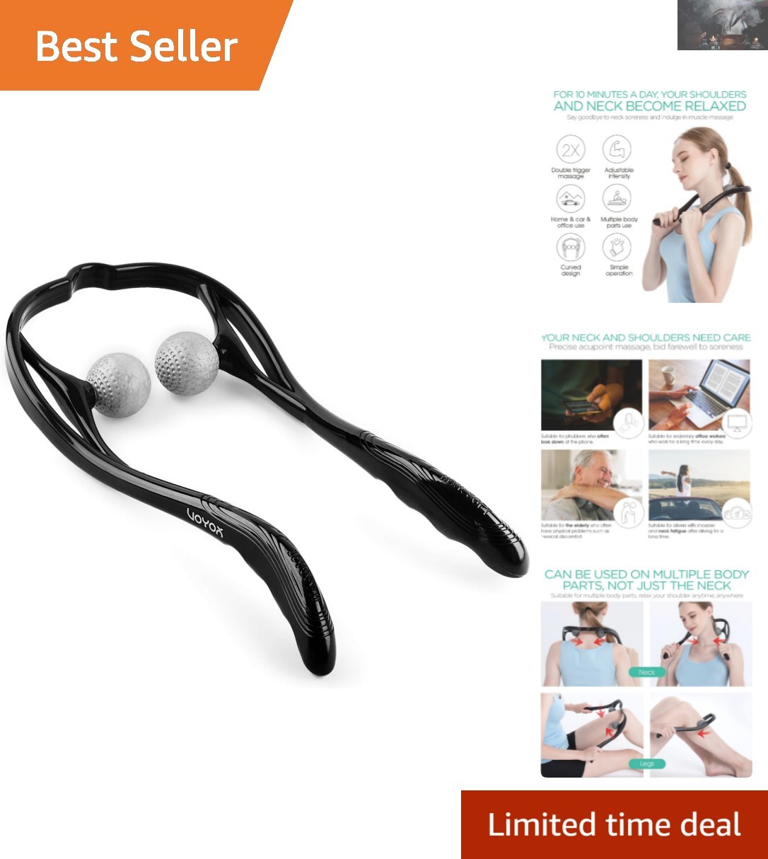 Silicone Neck Massager with Ergonomic Handle – Lightweight and Travel-Friendly