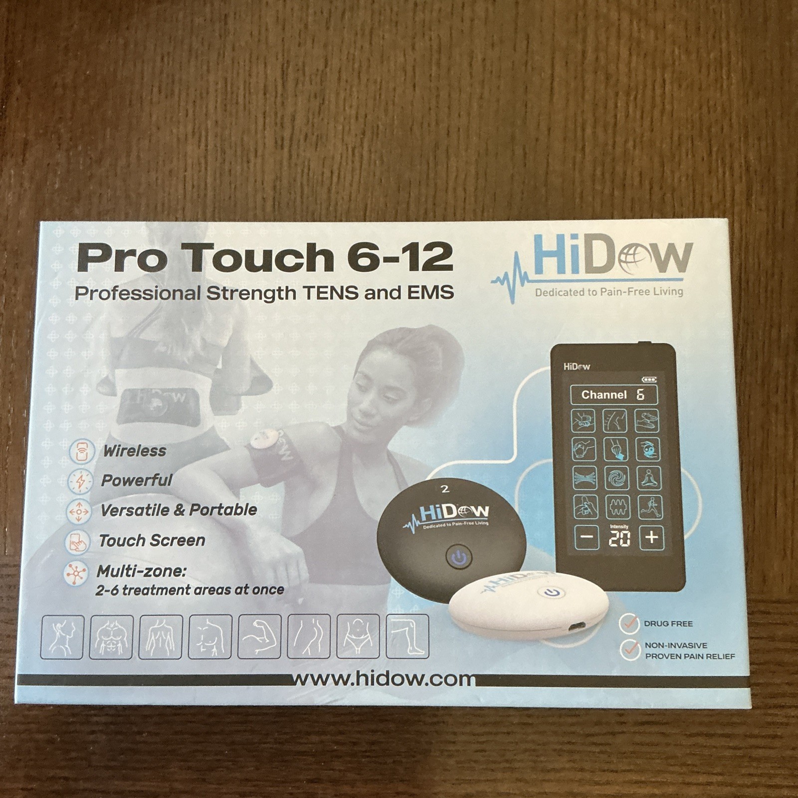 HiDow Pro touch 6-12 TENS & EMS With 4 Accessories Knee, Shoulder, etc.