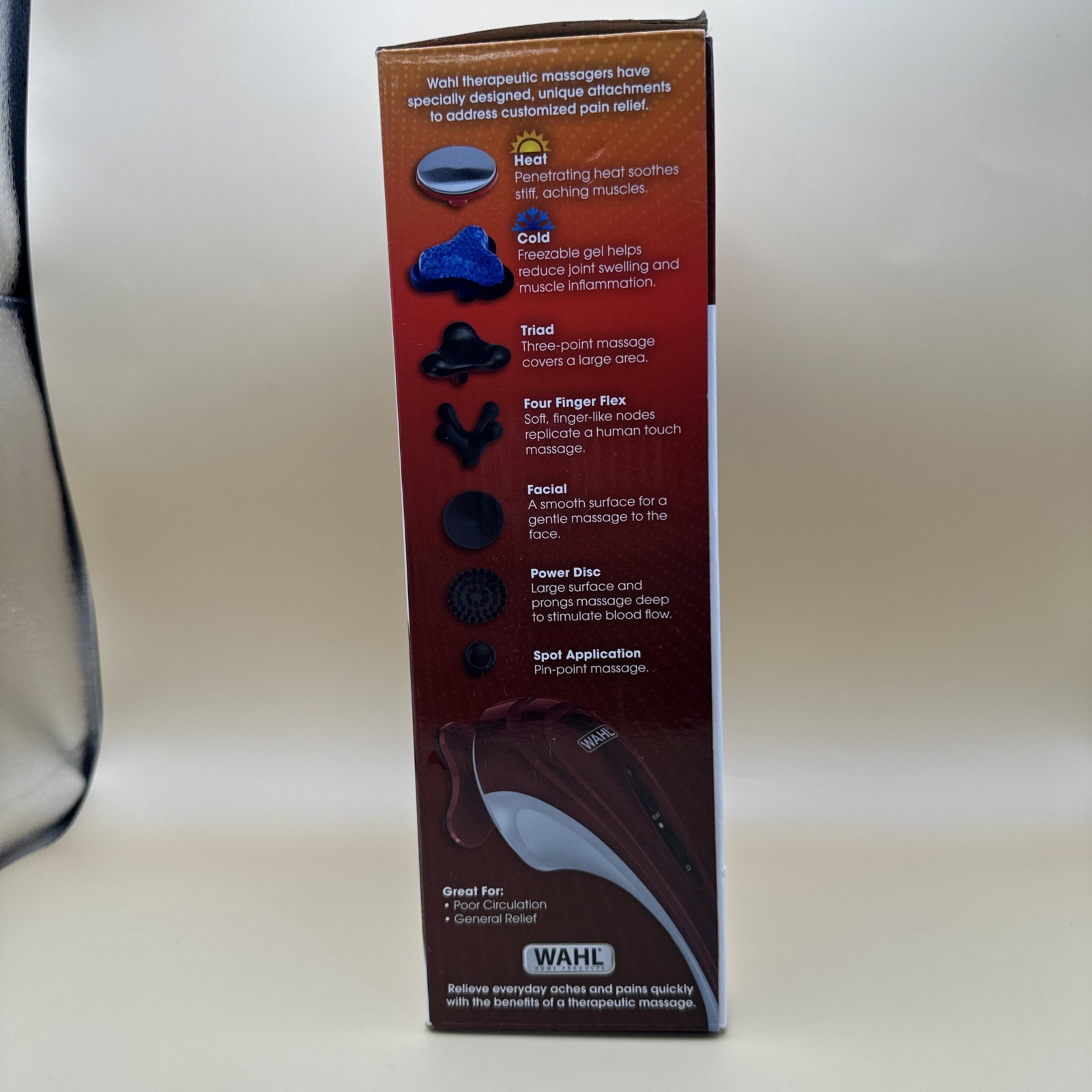 WAHL Hot & Cold Therapeutic Body Massager Model 4295-400 w/t Bag & 7 Attachments