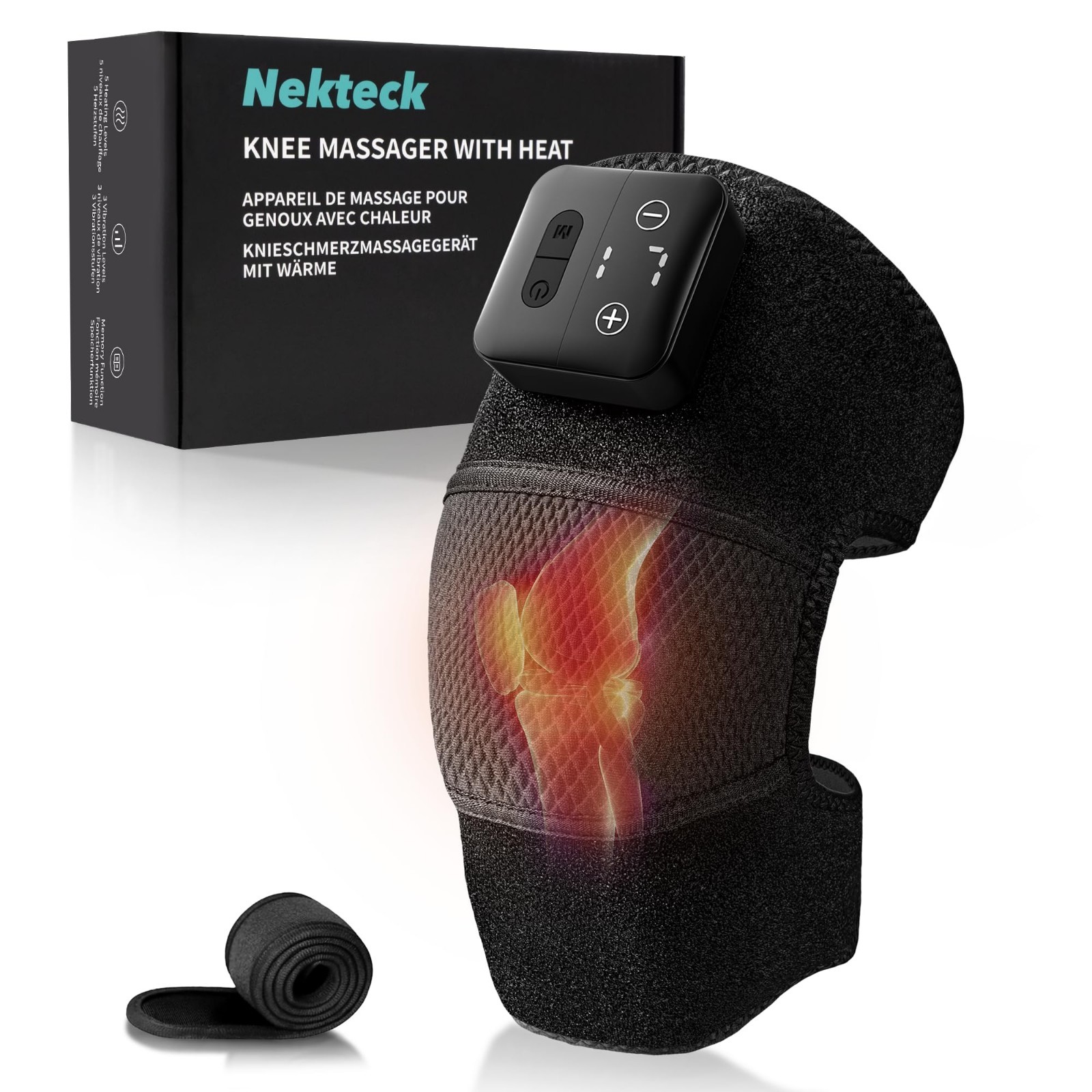 Cordless Heated Knee Massager with Vibration – Rechargeable Pain Relief Pad, 5 H
