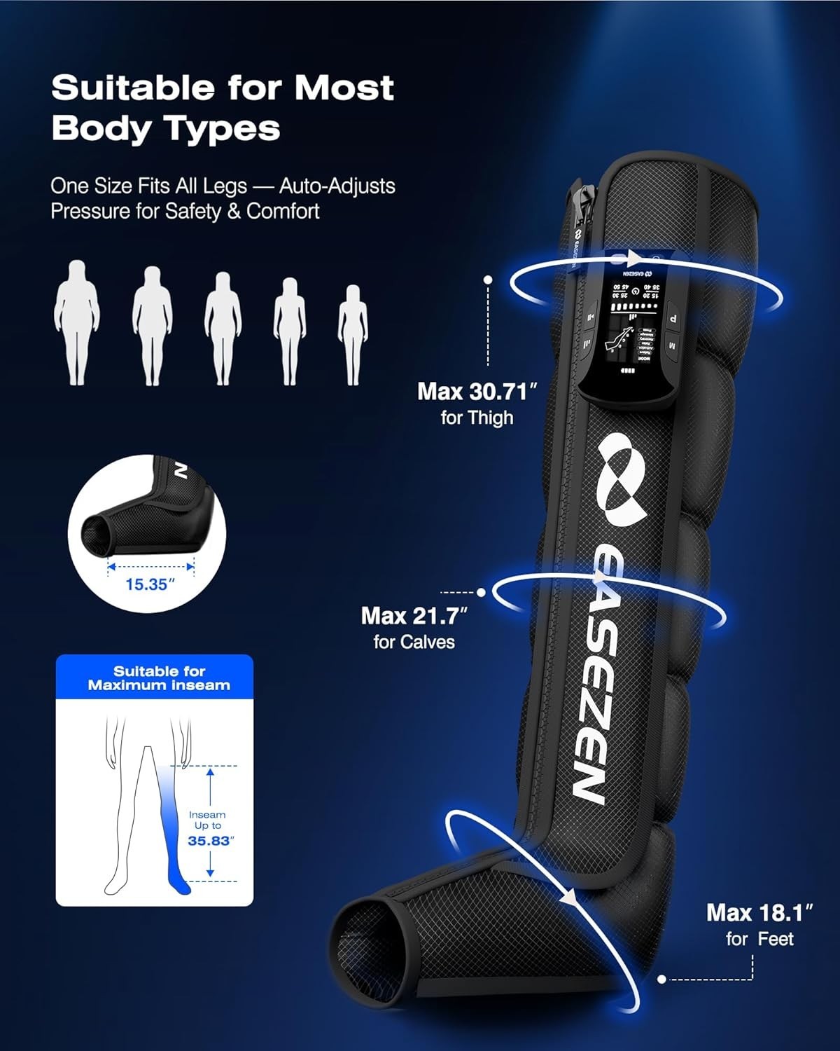 Cordless Leg Compression Massager for Circulation and Pain Relief FSA, 5 Chamber