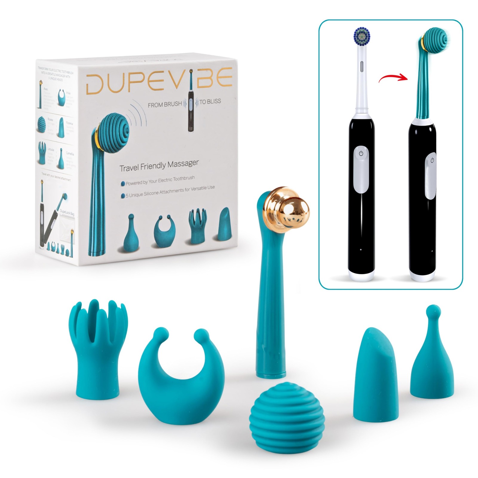 5-in-1 Silicone Massage Attachment Compatible with Rotating Electric Toothbru…