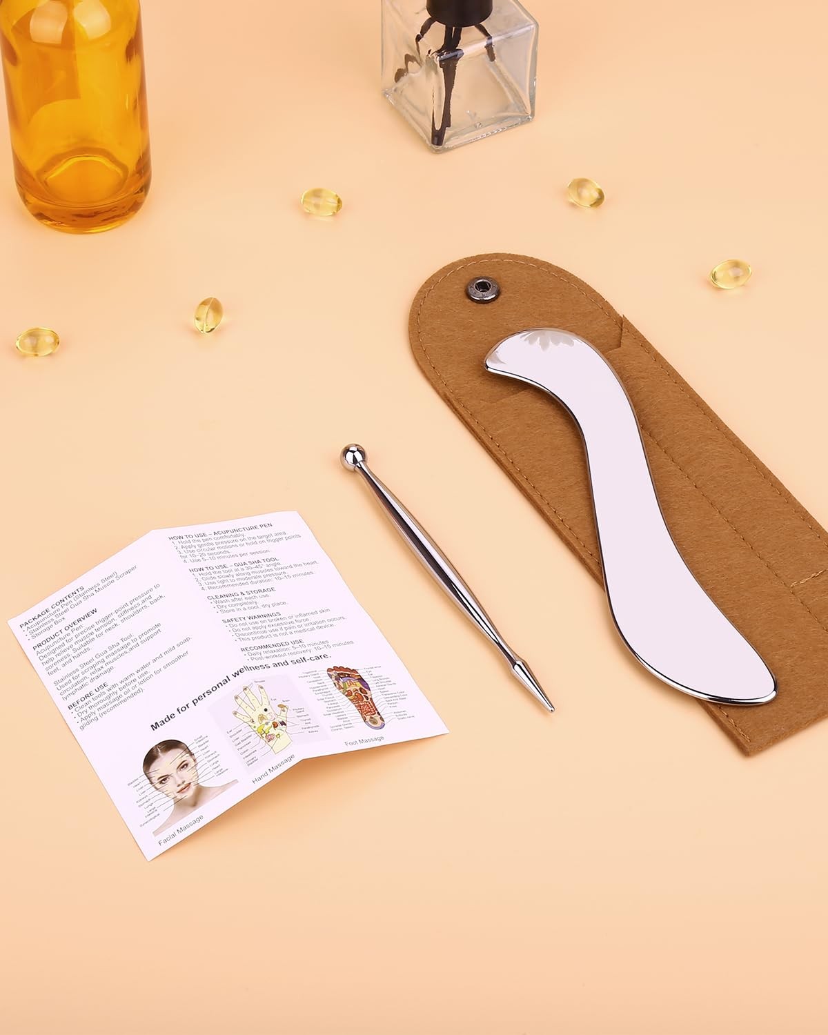 2 in 1 Acupressure Pen and Scraper Set, Stainless Steel Muscle Scraper Tool, …